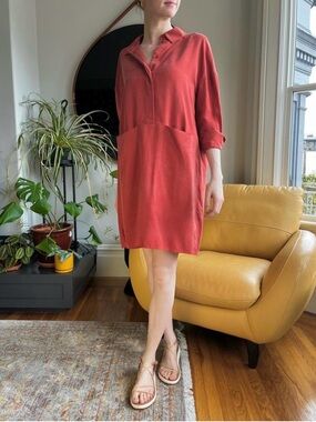 COS Rust-Red Collared Mini Dress
